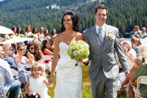 bride, groom, flower girl, ceremony recession – Tahoe Truckee Donner Lake wedding photography