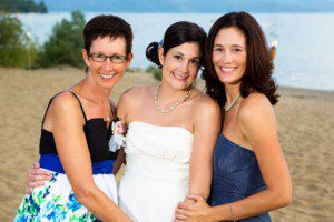 bride with mother and sister – North Lake Tahoe Kings Beach wedding photography