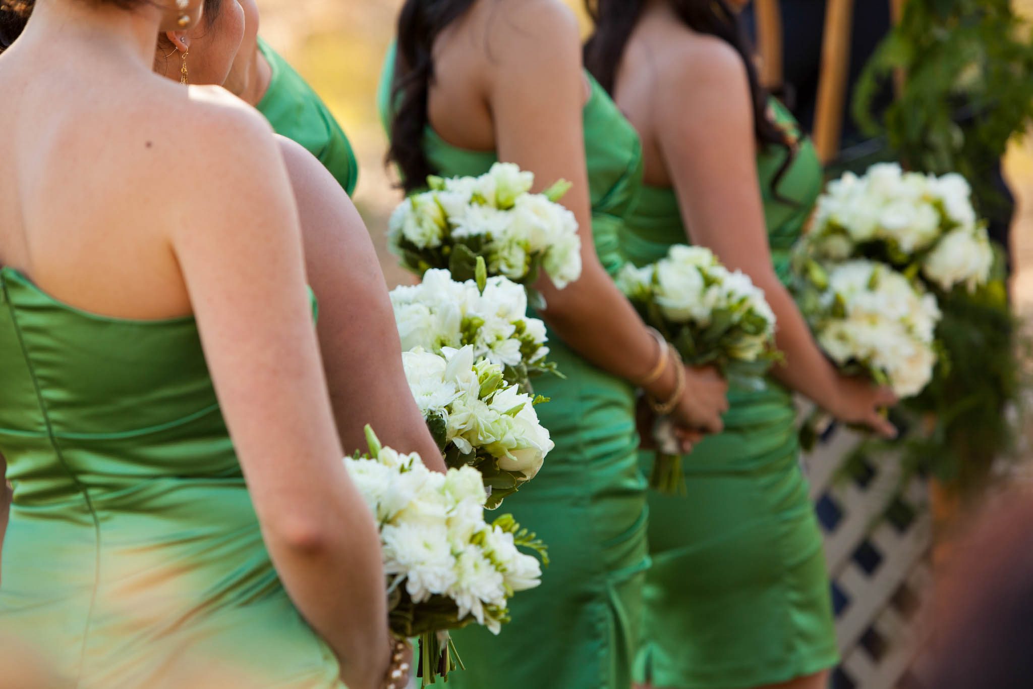 bridesmaids' bouquets during ceremony – Lake Tahoe Truckee Ritz Carlton Persian American wedding photography