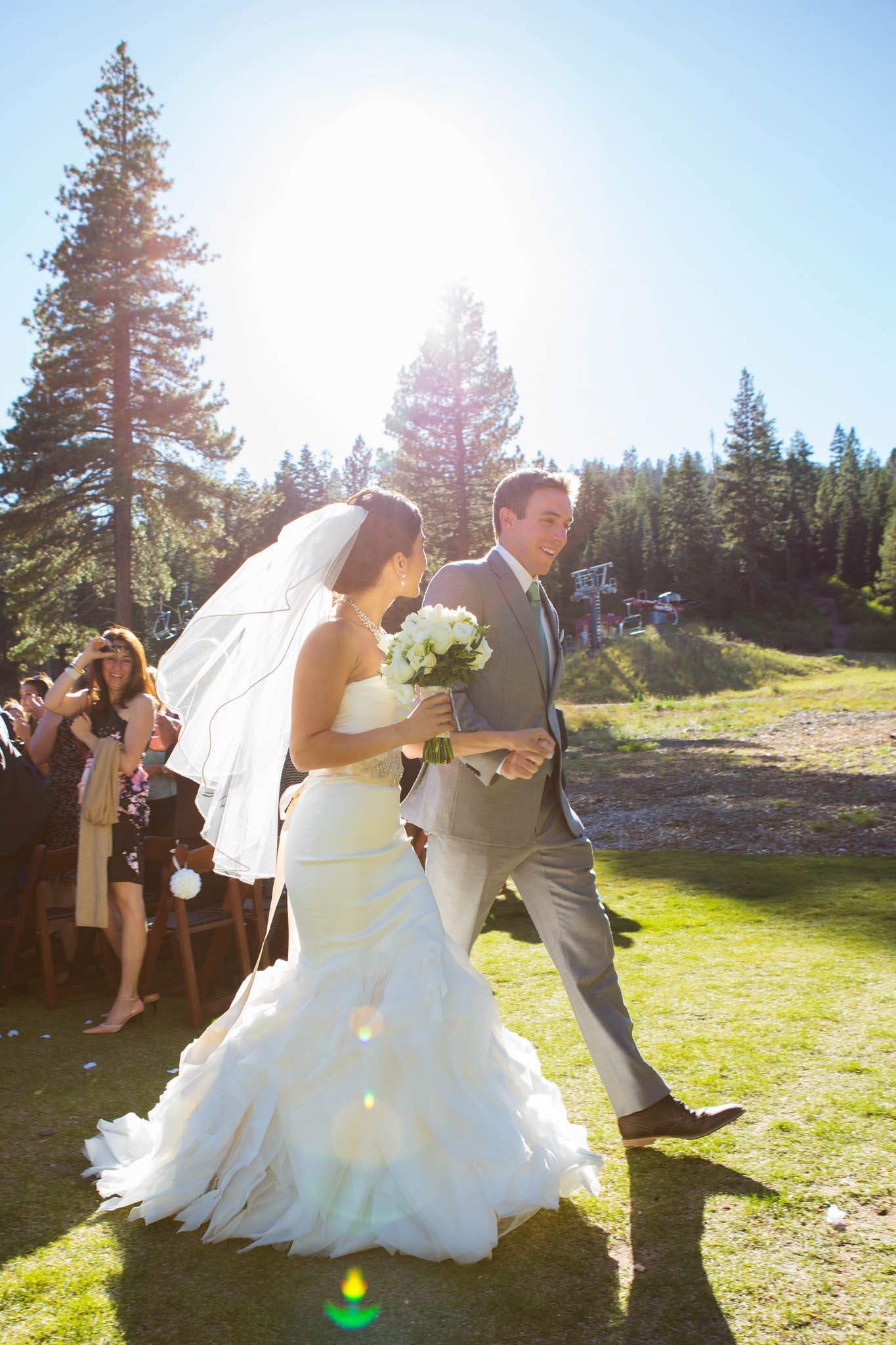 bride and groom ceremony recession – Lake Tahoe Truckee Ritz Carlton Persian American wedding photography