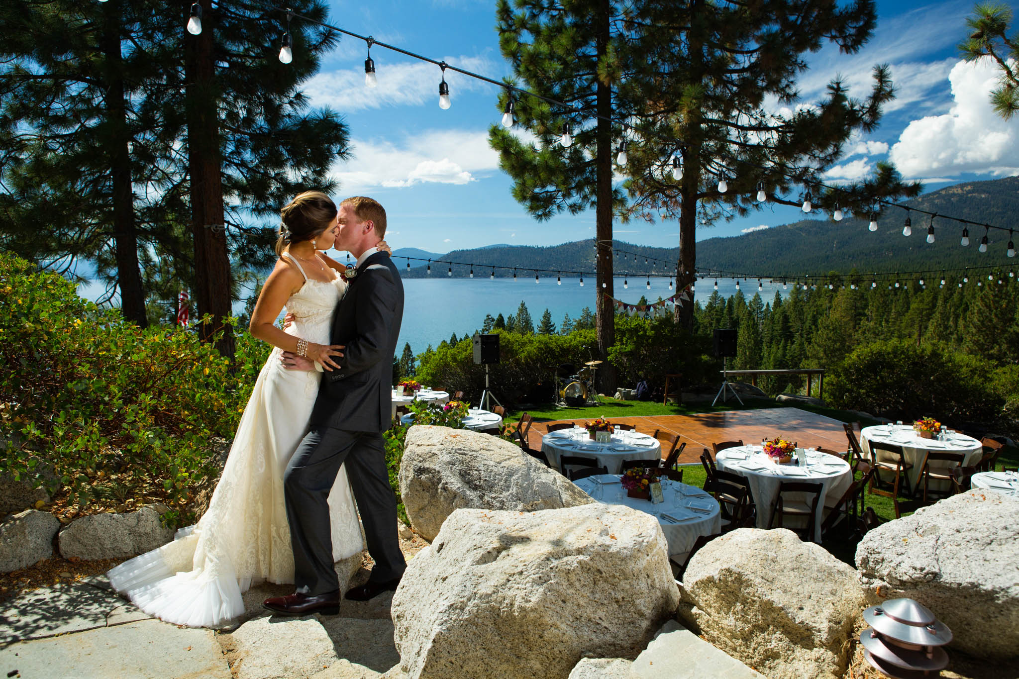 bride and groom kissing portrait – North Lake Tahoe Incline Village wedding photography