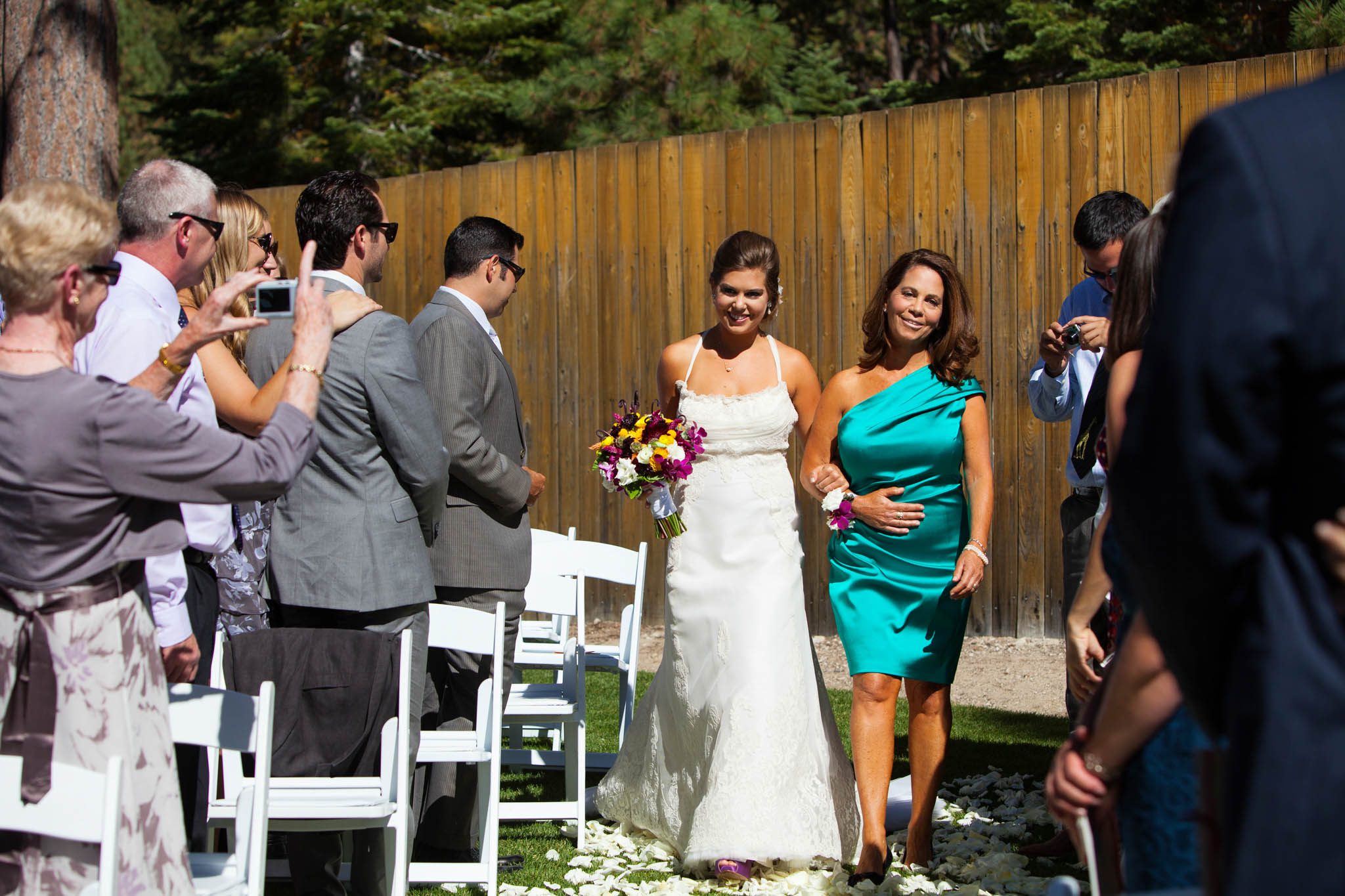 bride walking down aisle – North Lake Tahoe Incline Village wedding photography