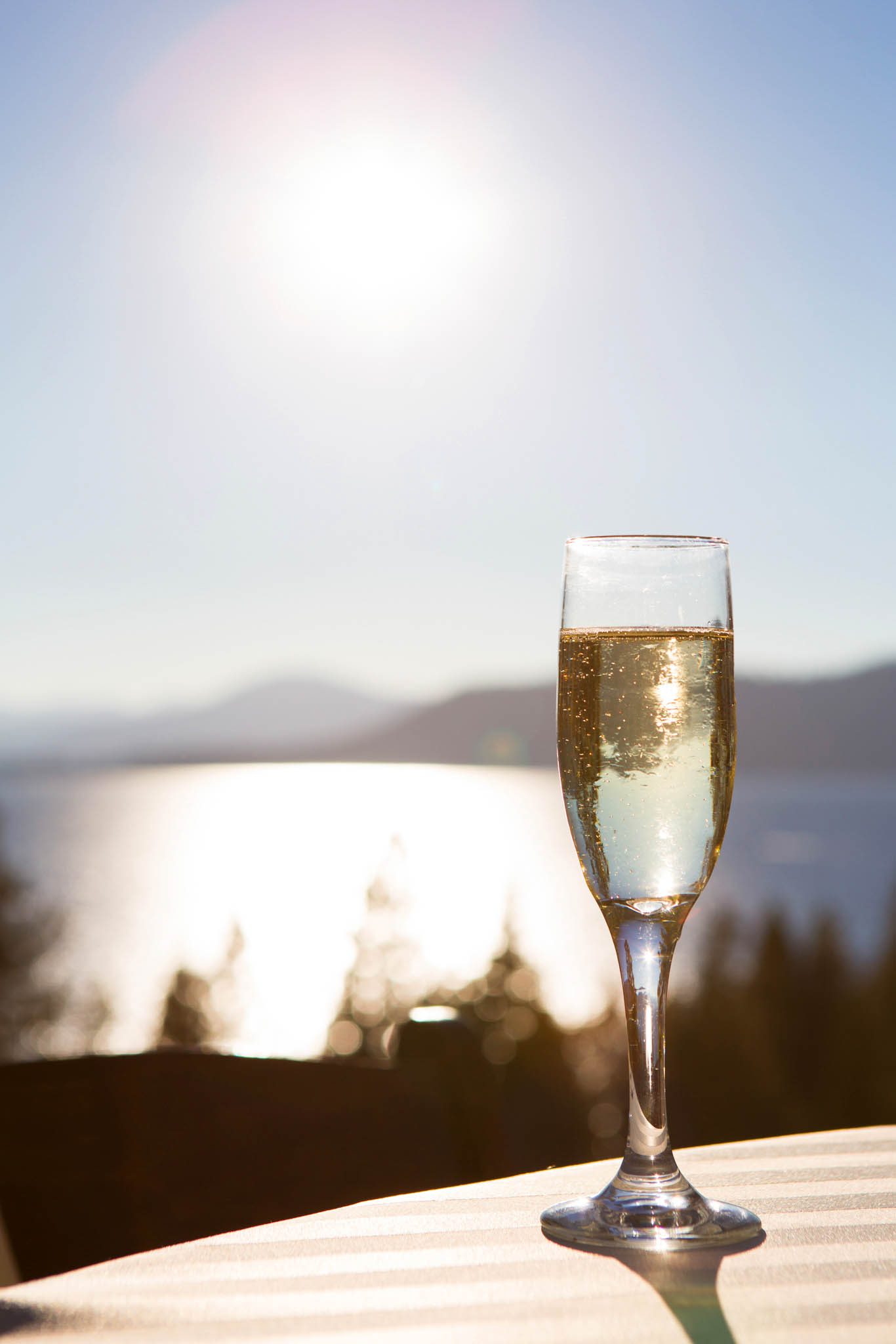 champagne glass and Lake Tahoe – North Lake Tahoe Incline Village wedding photography