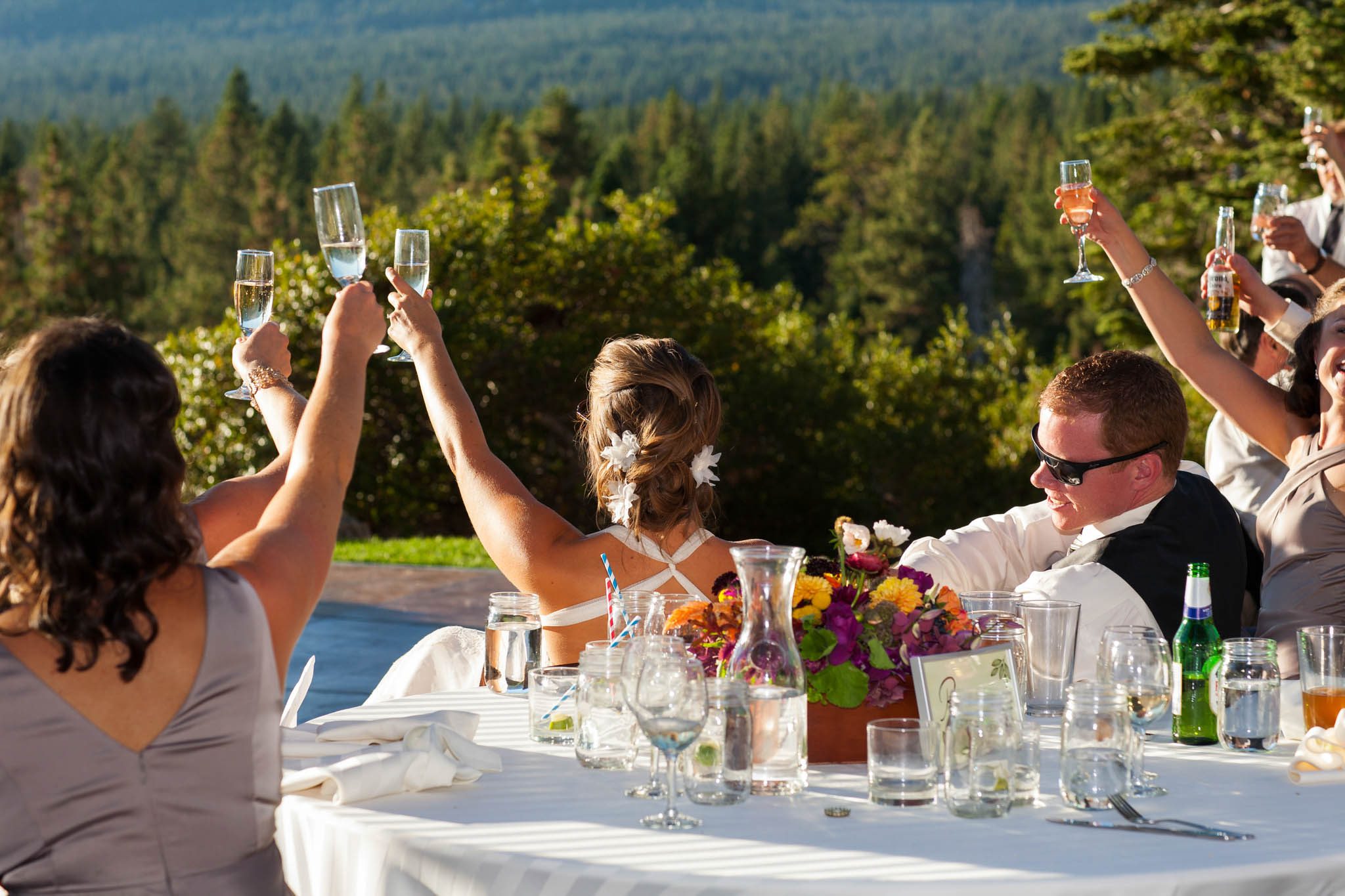 toasting at reception – North Lake Tahoe Incline Village wedding photography