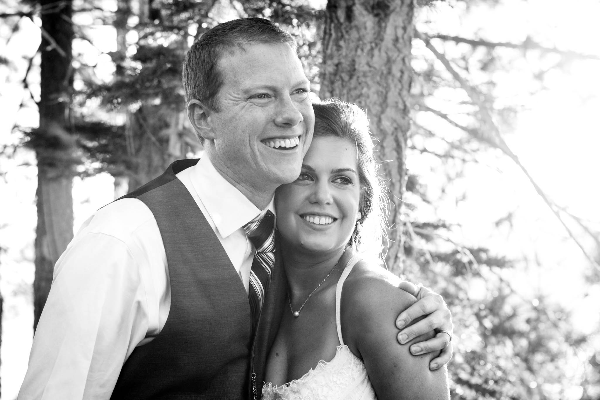 bride and groom candid portrait – North Lake Tahoe Incline Village wedding photography
