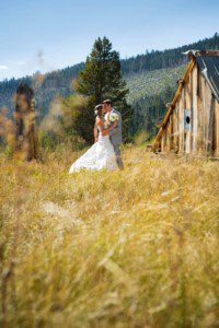 bride and groom portrait by shack – Lake Tahoe Meeks Bay wedding photography