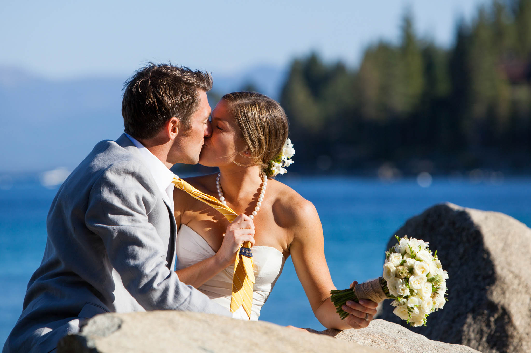 bride and groom portrait – Lake Tahoe Meeks Bay wedding photography