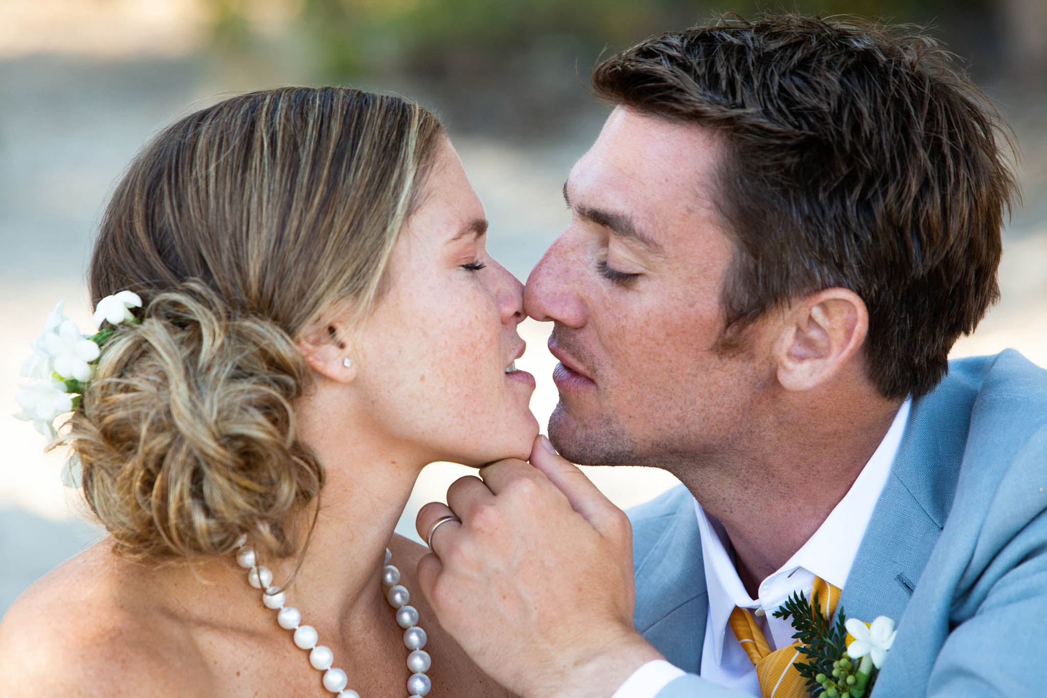 bride and groom close-up – Lake Tahoe Meeks Bay wedding photography