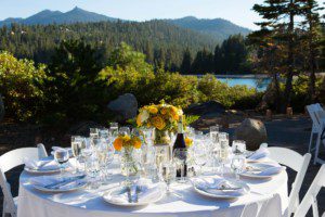 table decor set-up – Lake Tahoe Meeks Bay wedding photography