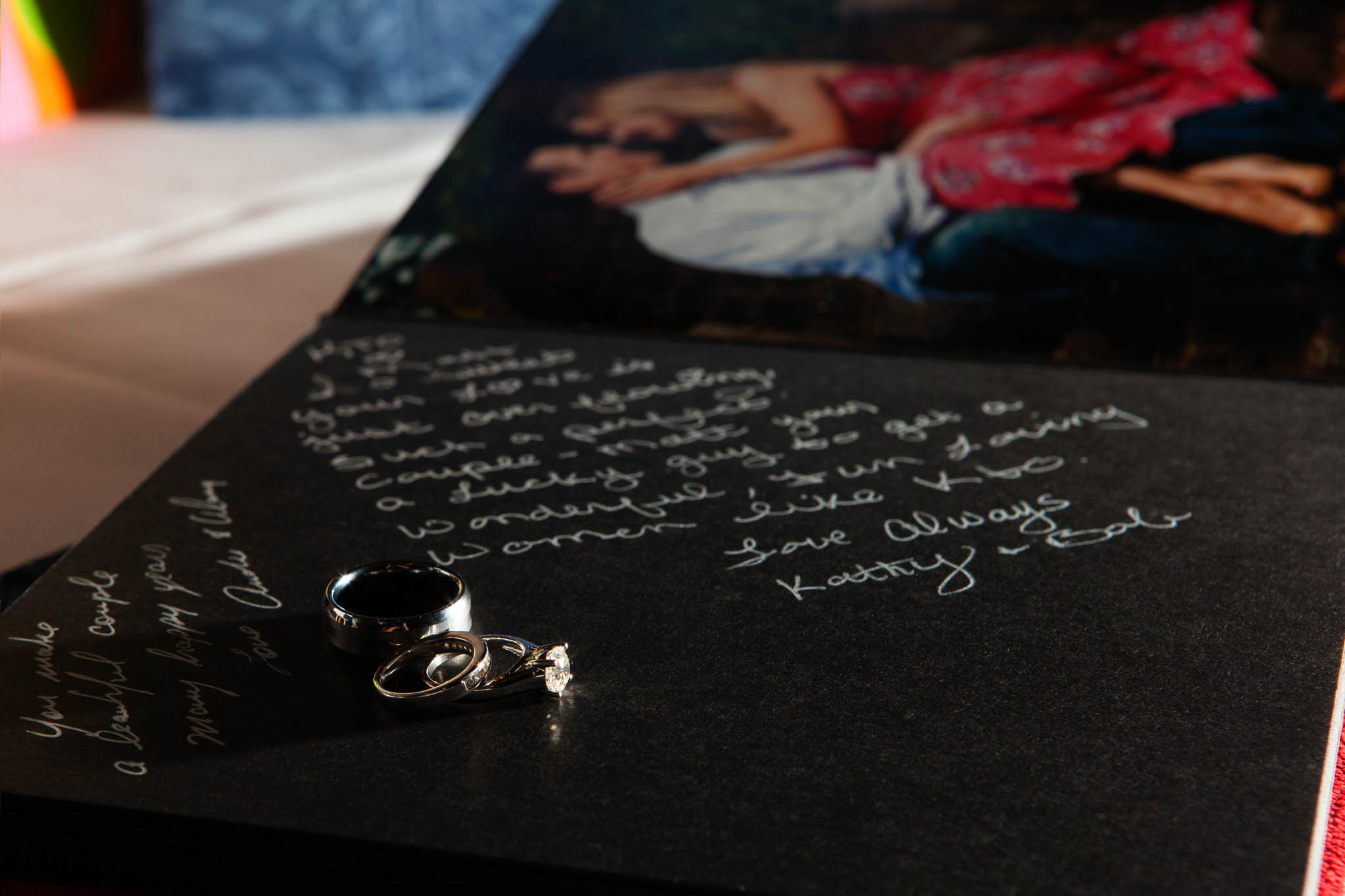 rings detail on guest signing book – nina wedding photographer