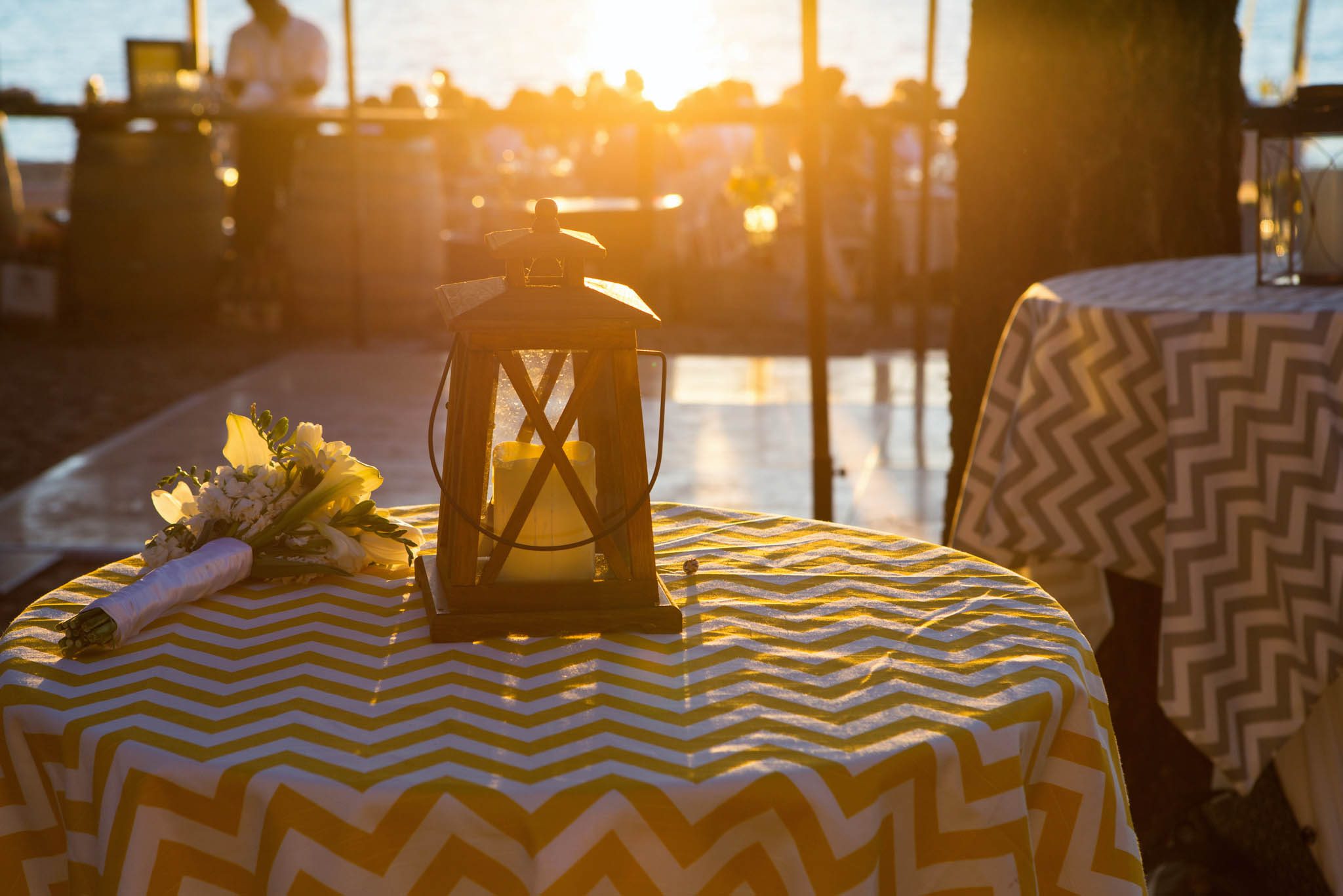 reception detail, centerpiece, lantern – South Lake Tahoe lakefront beach wedding nina photographer