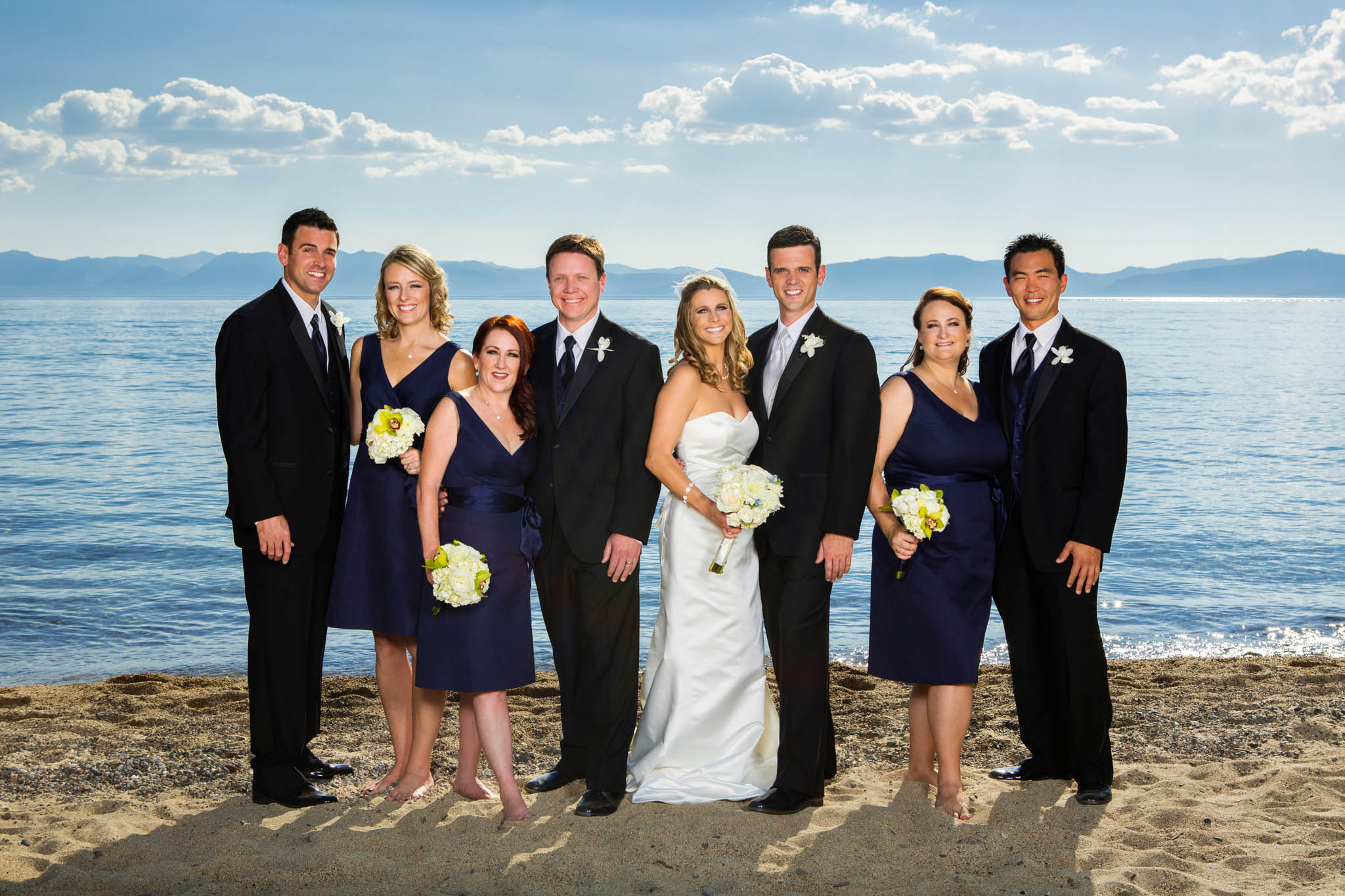 bridal party beach portrait Hyatt Tahoe – nina wedding photographer