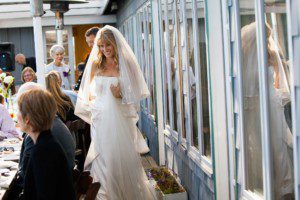 bride greeting guests – Fairwinds Tahoe wedding photography