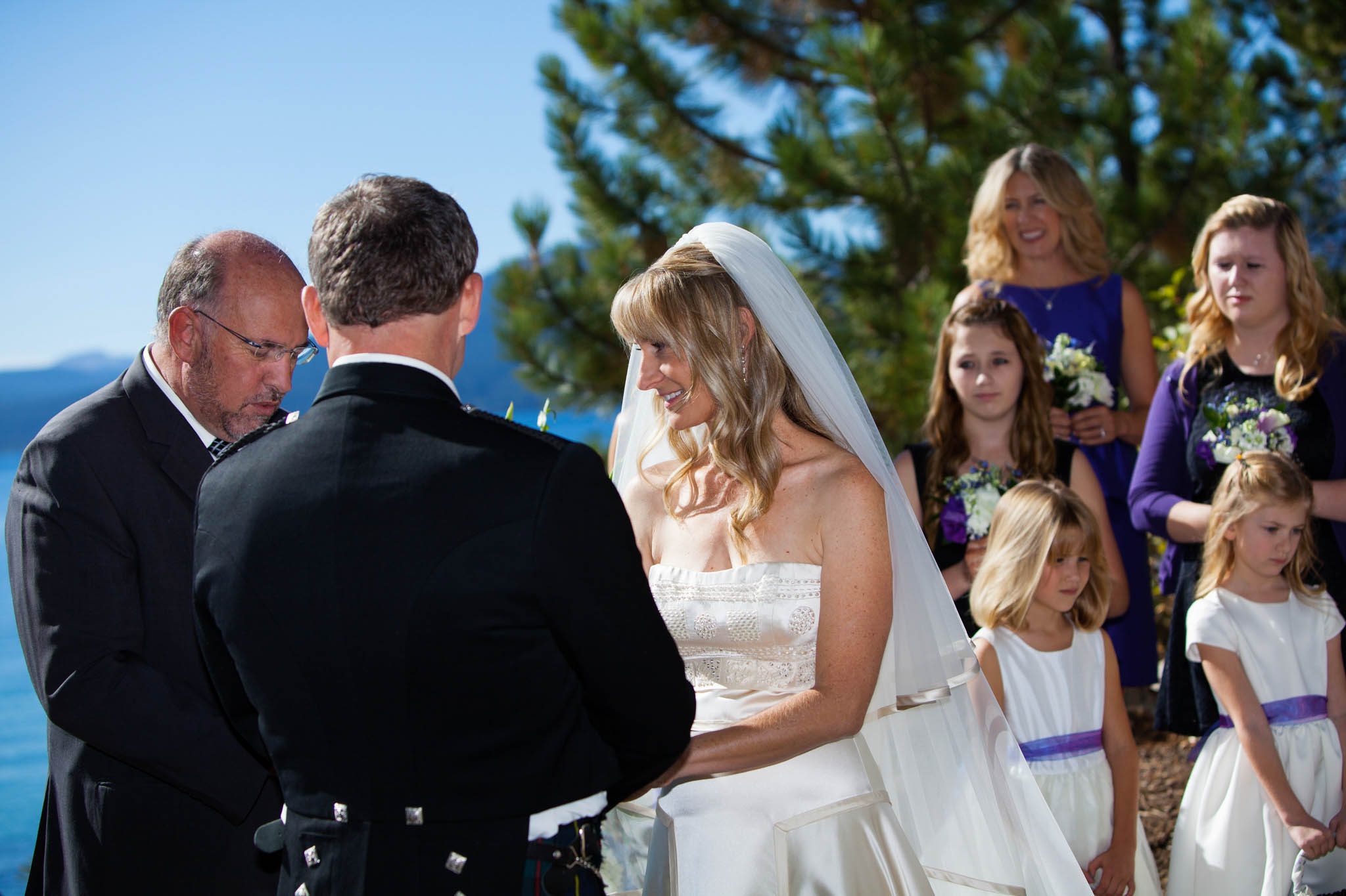 ceremony by lake – Fairwinds Tahoe wedding photography