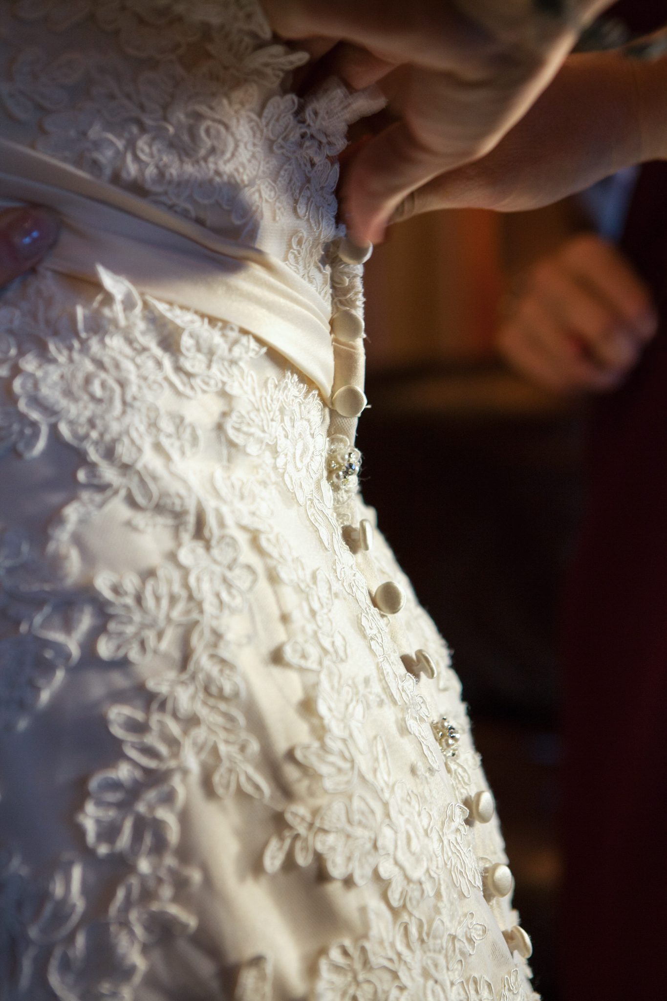 back of bride's dress detail lace