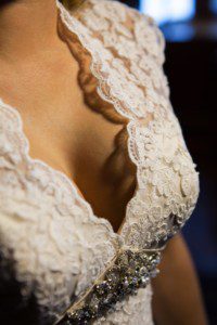bride's dress detail lace
