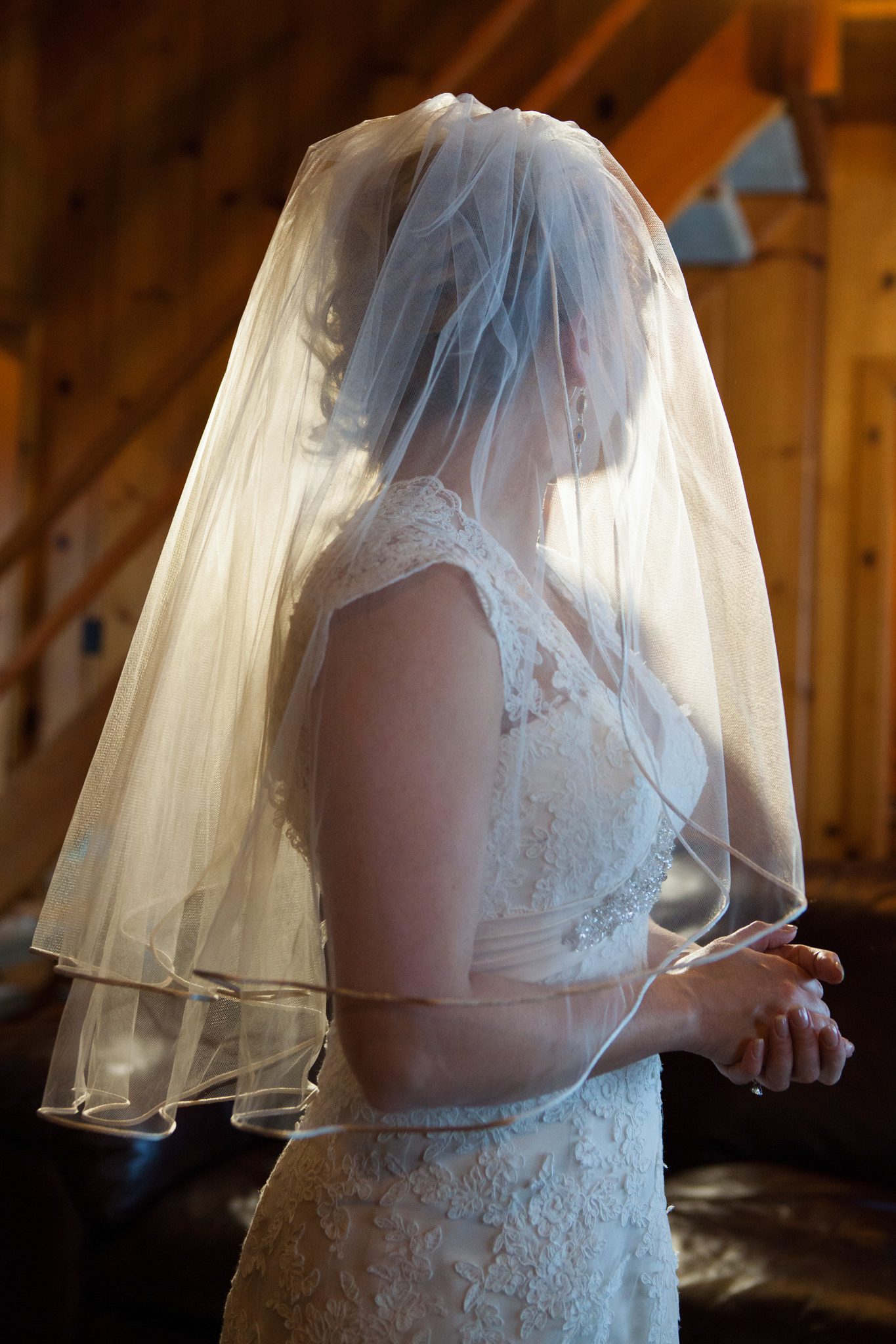 bride back-lit portrait, veil