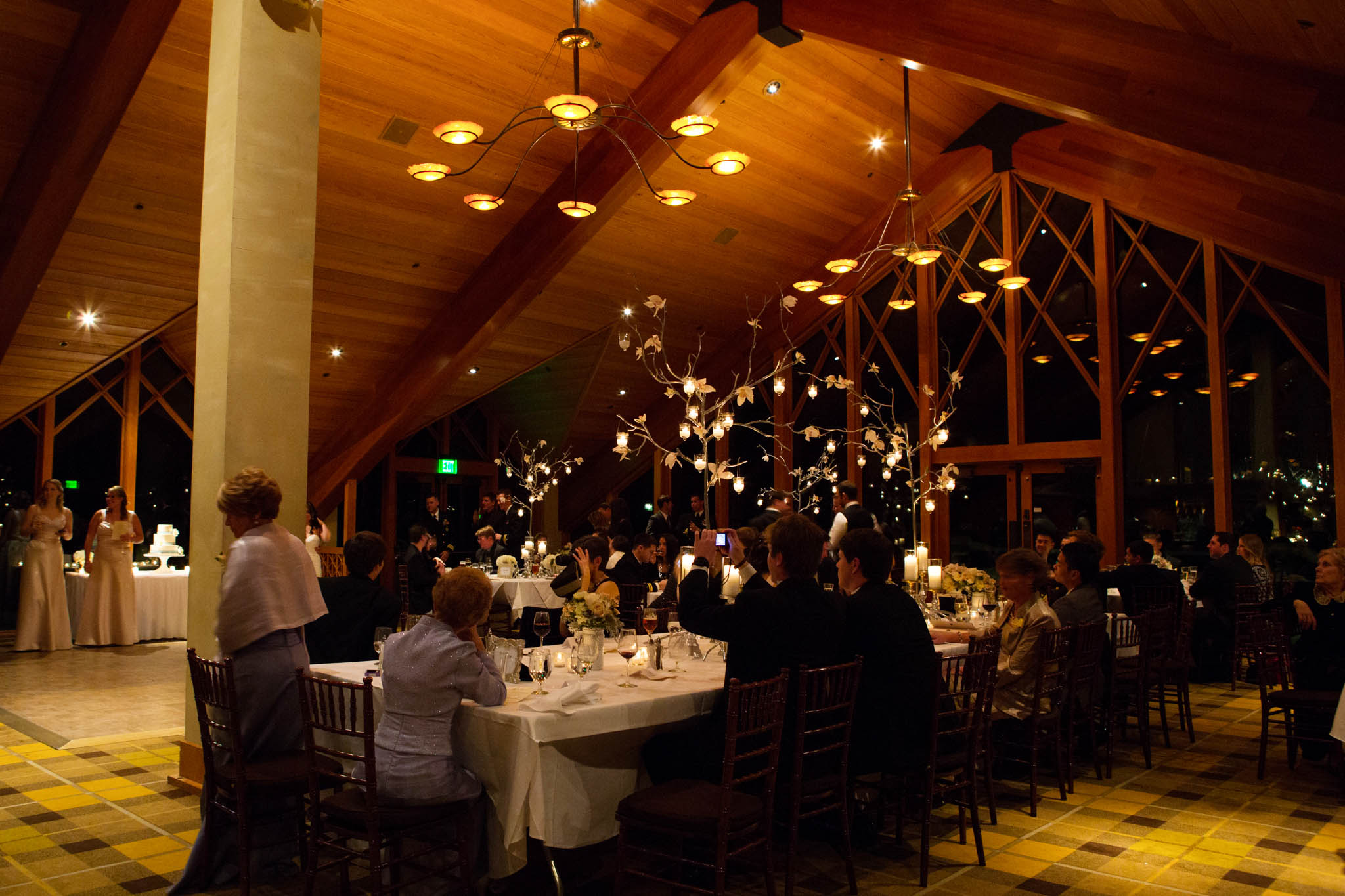 wedding reception, Egdewood Tahoe North Room, dim light, candles, atmosphere 