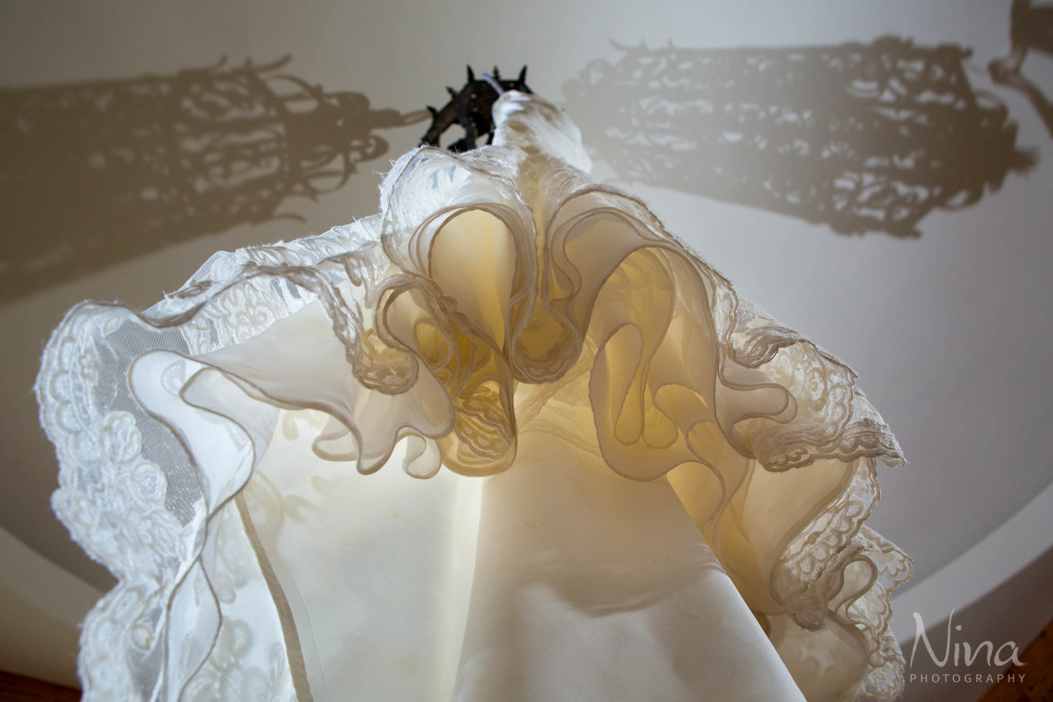 bride's dress from below wedding photographer