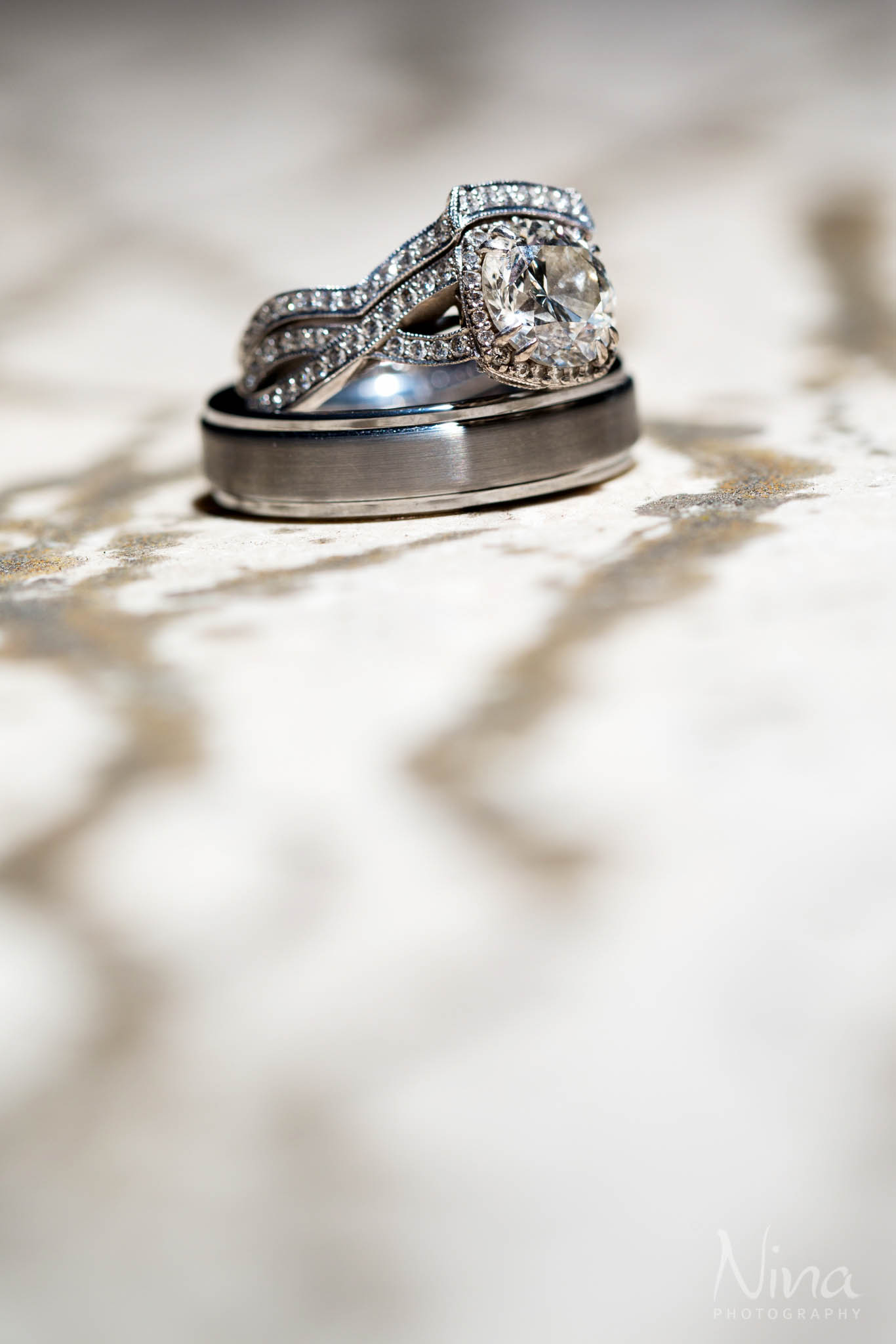wedding engagement rings detail photography